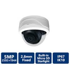 5MP STARLIGHT TRUE WDR IR DOME NETWORK CAMERA, 2.8MM FIXED LENS